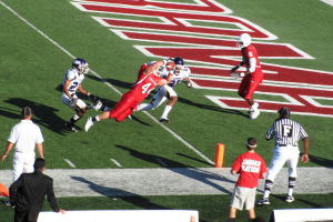 Paul Bennett diving for touchdown