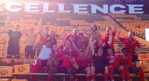 USA Rugby Team poses after a victory against USM